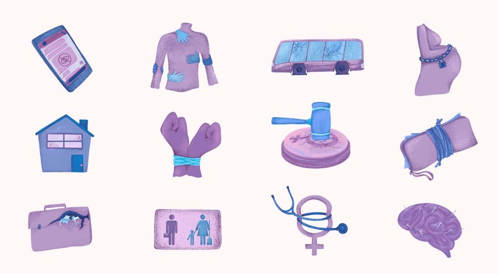 Ilustraciones sobre los distintos tipos de violencia de género